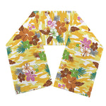 Yellow Camo And Hibiscus Flower Print Scarf