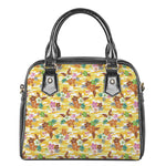 Yellow Camo And Hibiscus Flower Print Shoulder Handbag