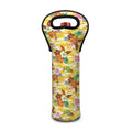 Yellow Camo And Hibiscus Flower Print Single Neoprene Wine Tote