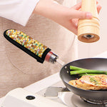 Yellow Camo And Hibiscus Flower Print Skillet Handle Cover