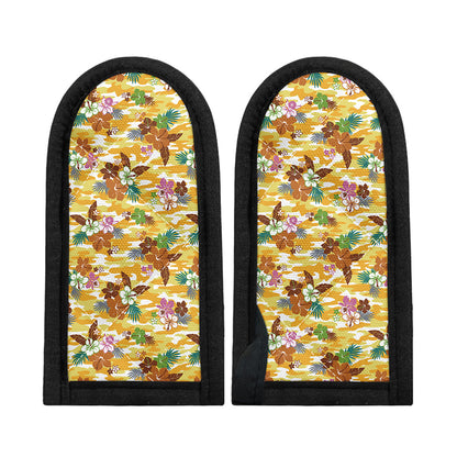 Yellow Camo And Hibiscus Flower Print Skillet Handle Cover