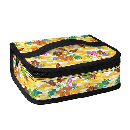 Yellow Camo And Hibiscus Flower Print Small Lunch Bag