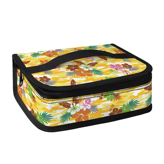 Yellow Camo And Hibiscus Flower Print Small Lunch Bag