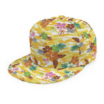 Yellow Camo And Hibiscus Flower Print Snapback Cap