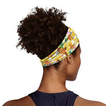 Yellow Camo And Hibiscus Flower Print Sports Headband
