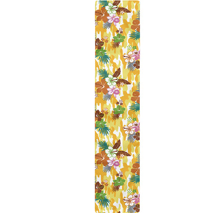Yellow Camo And Hibiscus Flower Print Table Runner