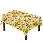 Yellow Camo And Hibiscus Flower Print Tablecloth