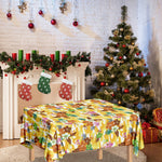 Yellow Camo And Hibiscus Flower Print Tablecloth