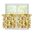 Yellow Camo And Hibiscus Flower Print Tier Curtains