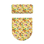 Yellow Camo And Hibiscus Flower Print Toilet Lid And Tank Cover Set