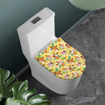 Yellow Camo And Hibiscus Flower Print Toilet Lid Cover