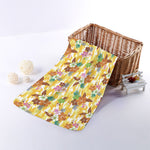 Yellow Camo And Hibiscus Flower Print Towel