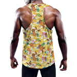 Yellow Camo And Hibiscus Flower Print Training Tank Top
