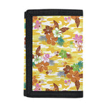 Yellow Camo And Hibiscus Flower Print Trifold Wallet