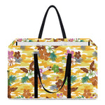 Yellow Camo And Hibiscus Flower Print Utility Tote Bag