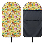 Yellow Camo And Hibiscus Flower Print Waterproof Car Seat Cover