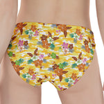 Yellow Camo And Hibiscus Flower Print Women's Panties