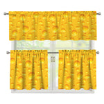 Yellow Cheese Print 3 Piece Kitchen Curtains