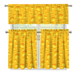 Yellow Cheese Print 3 Piece Kitchen Curtains