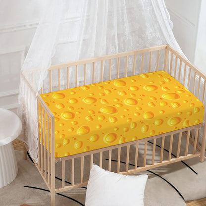 Yellow Cheese Print Baby Crib Sheet