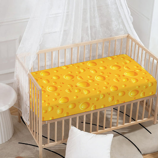 Yellow Cheese Print Baby Crib Sheet