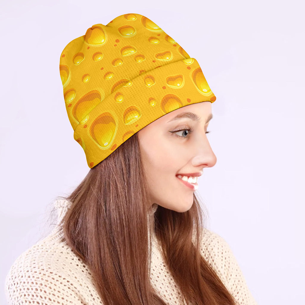 Yellow Cheese Print Beanie