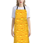 Yellow Cheese Print Bib Apron With Pocket
