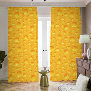 Yellow Cheese Print Blackout Pencil Pleat Curtains