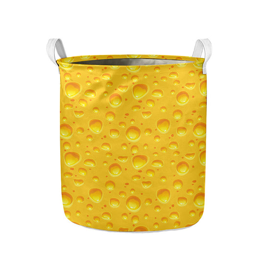 Yellow Cheese Print Collapsible Laundry Basket
