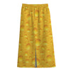 Yellow Cheese Print Cotton Front Slit Maxi Skirt