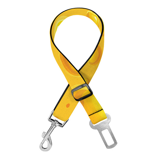 Yellow Cheese Print Dog Seat Belt