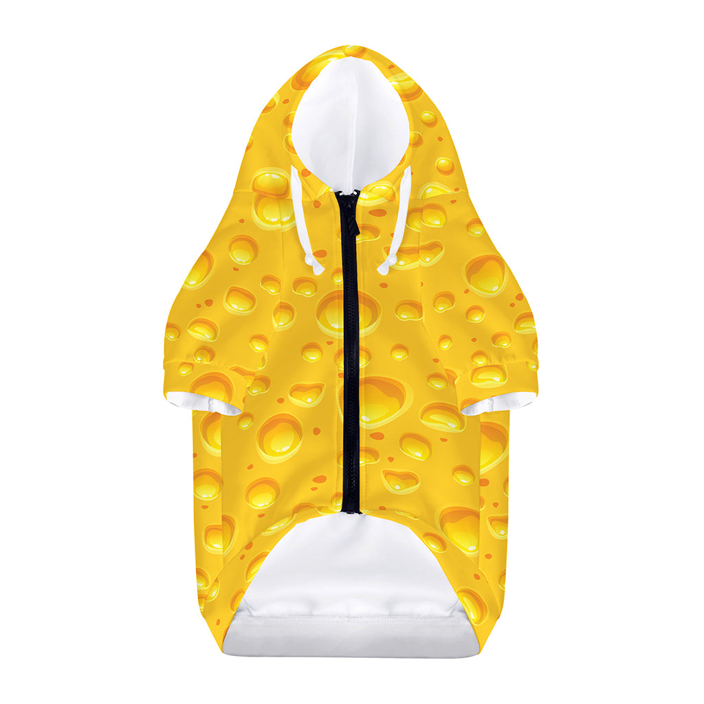 Yellow Cheese Print Dog Zip Up Hoodie