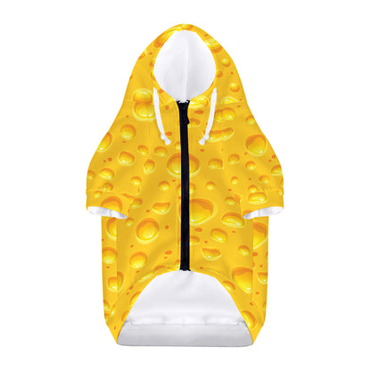 Yellow Cheese Print Dog Zip Up Hoodie