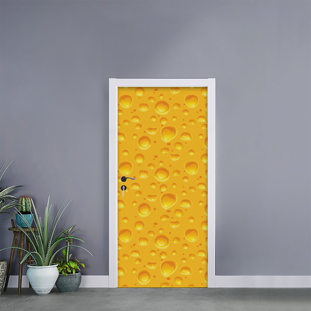 Yellow Cheese Print Door Sticker