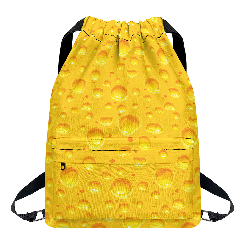 Yellow Cheese Print Drawstring Backpack
