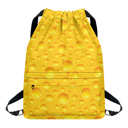 Yellow Cheese Print Drawstring Backpack