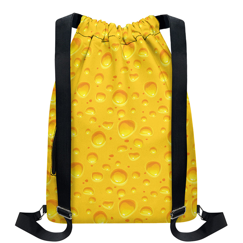 Yellow Cheese Print Drawstring Backpack