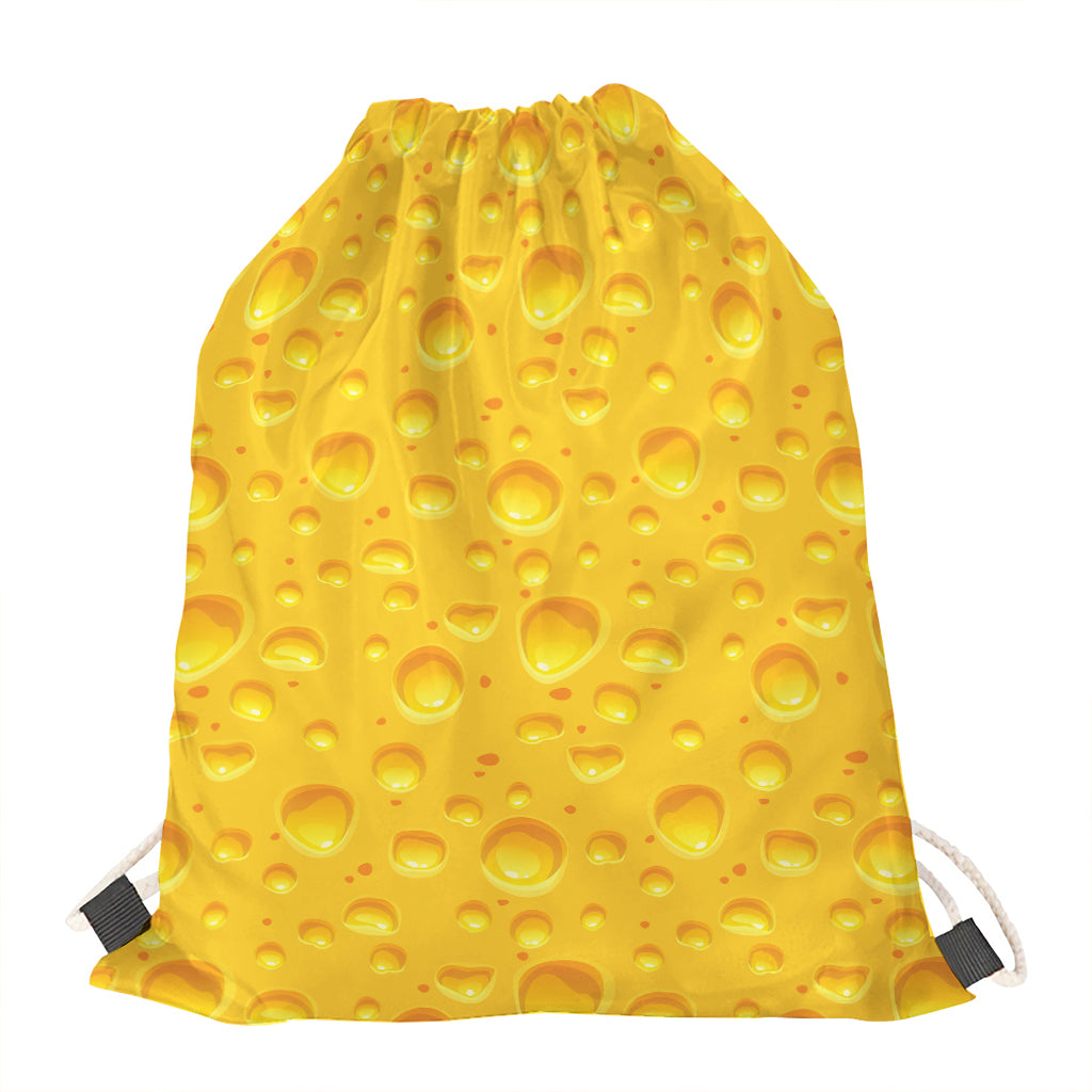 Yellow Cheese Print Drawstring Bag