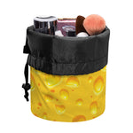 Yellow Cheese Print Drawstring Makeup Bag