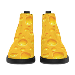 Yellow Cheese Print Flat Ankle Boots