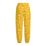 Yellow Cheese Print Fleece Lined Knit Pants