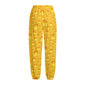 Yellow Cheese Print Fleece Lined Knit Pants