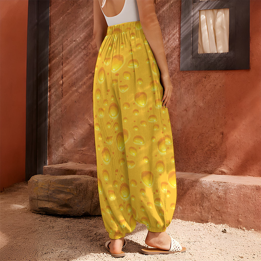 Yellow Cheese Print Harem Pants