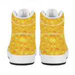 Yellow Cheese Print High Top Leather Sneakers