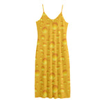 Yellow Cheese Print Jersey Midi Cami Dress