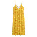 Yellow Cheese Print Jersey Midi Cami Dress