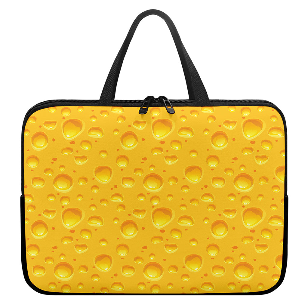 Yellow Cheese Print Laptop Sleeve With Handle
