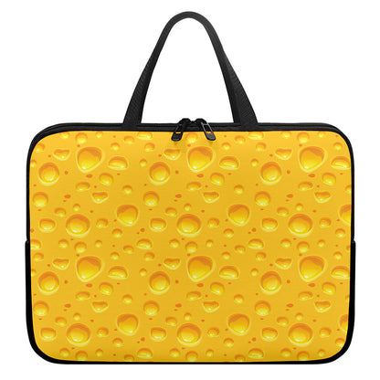 Yellow Cheese Print Laptop Sleeve With Handle