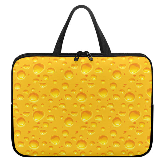 Yellow Cheese Print Laptop Sleeve With Handle