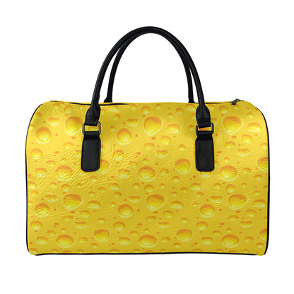 Yellow Cheese Print Leather Duffle Bag